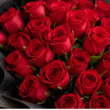 80 Red Roses Black Wrap Grand Bouquet