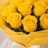10 Yellow Roses Bright Sunshine Bouquet - Fresh Birthday & Friendship Day Gift