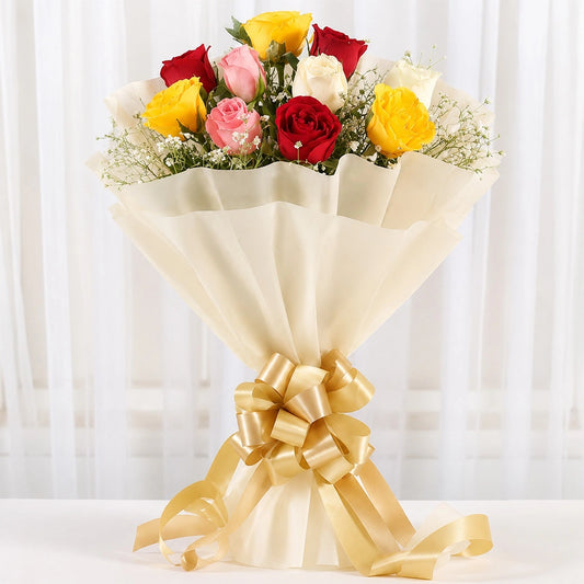 Buy Mixed Rainbow Roses Bouquet Online - Same Day Delivery | Archies