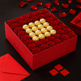 Buy 46 Pink Roses & Ferrero Rocher Square Combo Online | Archies