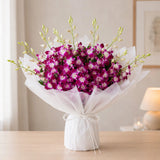 10 Purple Orchid Luxury Bouquet - Premium Anniversary & Valentine's Day Gift