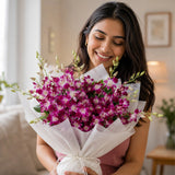 10 Purple Orchid Luxury Bouquet - Premium Anniversary & Valentine's Day Gift