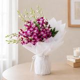 10 Purple Orchid Luxury Bouquet - Premium Anniversary & Valentine's Day Gift