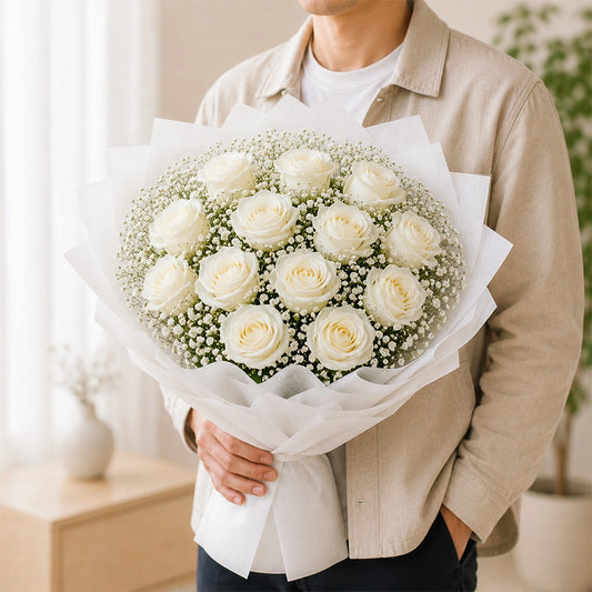 Premium Elegant Rose Bouquet - Luxuriously Wrapped Roses for Anniversary & Birthday