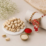Ethnic Pearl Bhaiya Bhabhi Rakhi with Pistachios | Rakhi Gift Set