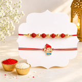 Rudraksha & Bal Ganesha Rakhi with Golden Syngonium Plant | Spiritual Rakhi Gift