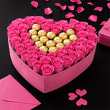 46 Pink Roses & Ferrero Rocher Heart Arrangement - Luxury Valentine's Day Gift