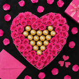 46 Pink Roses & Ferrero Rocher Heart Arrangement - Luxury Valentine's Day Gift