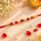 Pearl Rakhi with Cadbury Temptations Almond Chocolates | Elegant Rakhi Gift