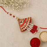 Ethnic Pearl Bhaiya Bhabhi Rakhi with Pistachios | Rakhi Gift Set
