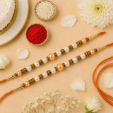 Set of 2 Pearl Rakhi with Snickers Chocolate Bars | Rakhi Sweet Gift