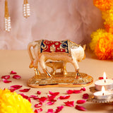 Vastu Kamdhenu Cow with Gold Emblishment