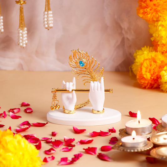 Krishna Divine Hands with Bansuri - White