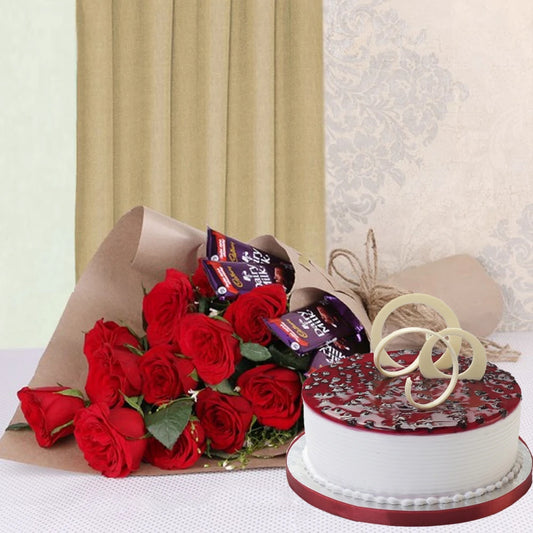 Chocolates Bouquet with Bluebery Cake