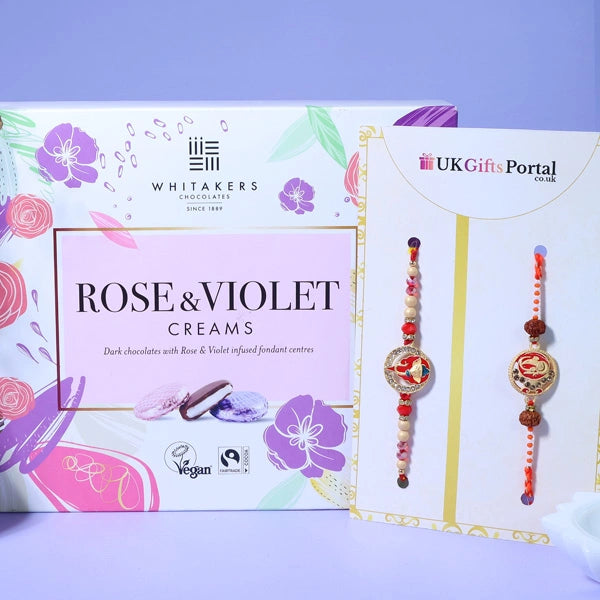 Ganesha Rakhi Set & Rose & Violet Creams