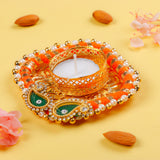 Handmade Pearl Emblished Diya Set of 4