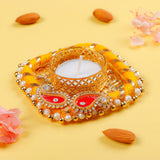 Handmade Pearl Emblished Diya Set of 4