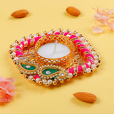 Handmade Pearl Emblished Diya Set of 4