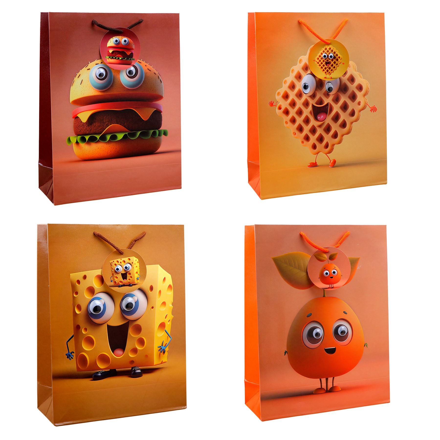Googli Eyes Foodie Fun Paper Bag Set of 4 Large
