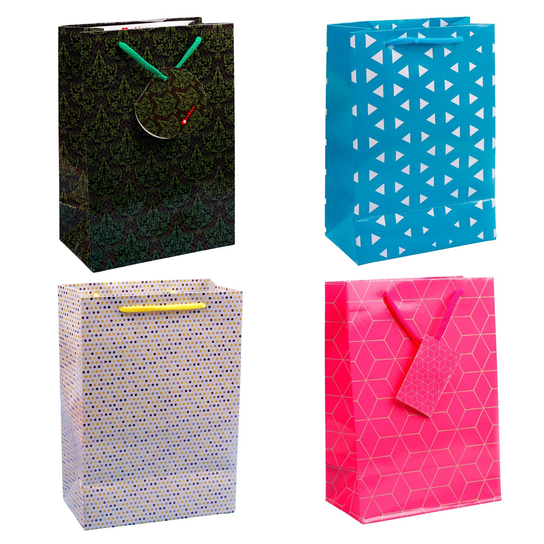 Assorted Printed Paper Bags Pack of 4 Small
