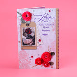 For My Love Teddy Bear with Rose and Greeting Card