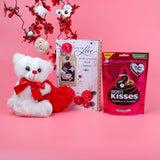 Romantic Teddy Bear with Hershey Kisses and Greeting Card