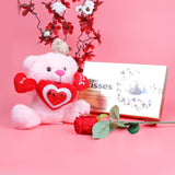 Love Teddy Bear with Hershey Chocolate and Rose