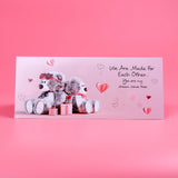 Triple Heart Teddy Bear with Ferrero Rocher and Greeting Card