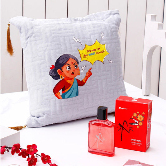 Grey Cushion With Archies UXR Perfume