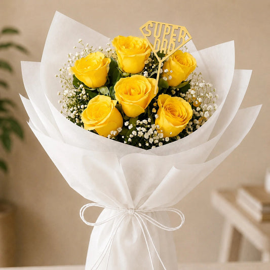 6 Yellow Roses Sunshine Bouquet