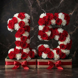 26 Pink Roses, White carnation Flower