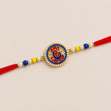 1 Ganesha Rakhi With Mixed Rainbow Roses Bouquet