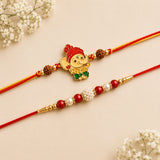 3-in-1 Pearl, Rudraksha & Ganesha Rakhi with Ferrero Rocher & Cashews | Luxury Rakhi Hamper