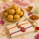 Chota Bheem & Spiderman Kids Rakhi with Besan Laddoo & Almonds | Fun Rakhi Gift