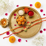Set of 4 Ganesha & Mauli Rakhi with Motichoor Laddoo | Divine Rakhi Family Set