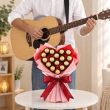 16 Pcs Ferrero Rocher Heart Shaped Chocolate Bouquet with Guitarist