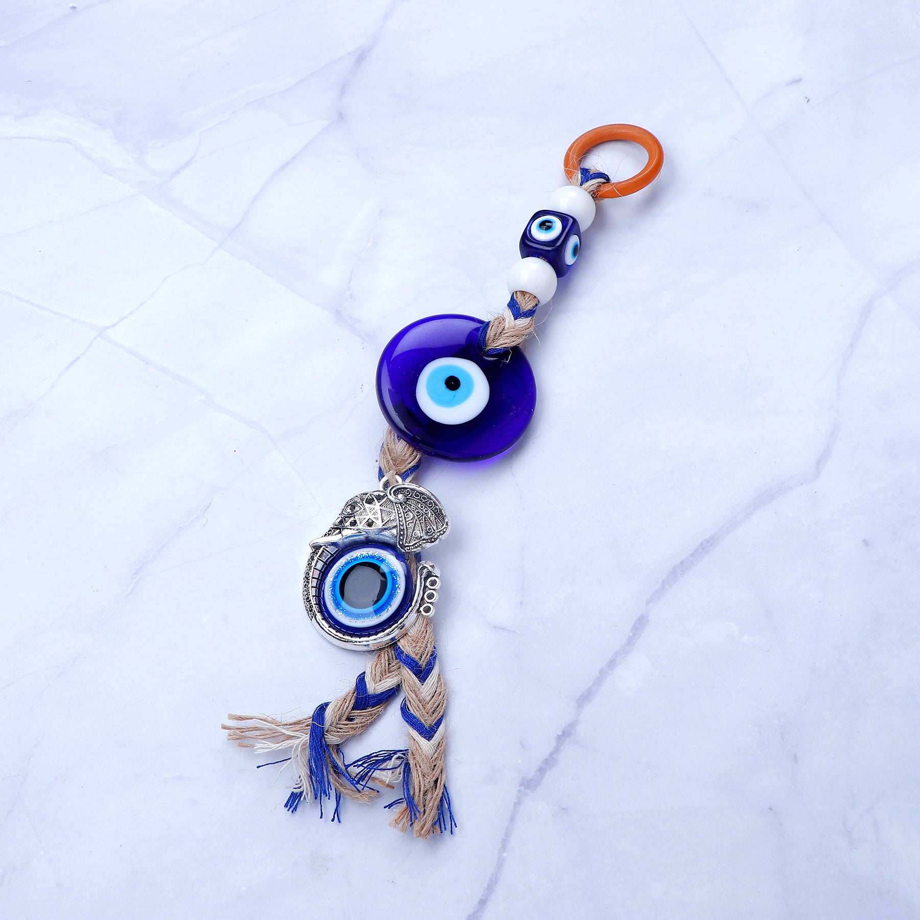 Silver Elephant Evil Eye Hanging