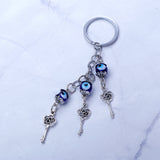 Silver Key Evil Eye Keychain