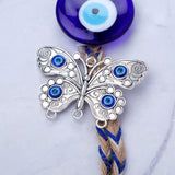 Silver Butterfly Evil Eye Hanging