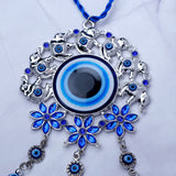 Blue Sequens Flower and Elephant Evil Eye Hanging