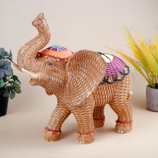 Handcrafted Straw Textured Elephant Showpiece