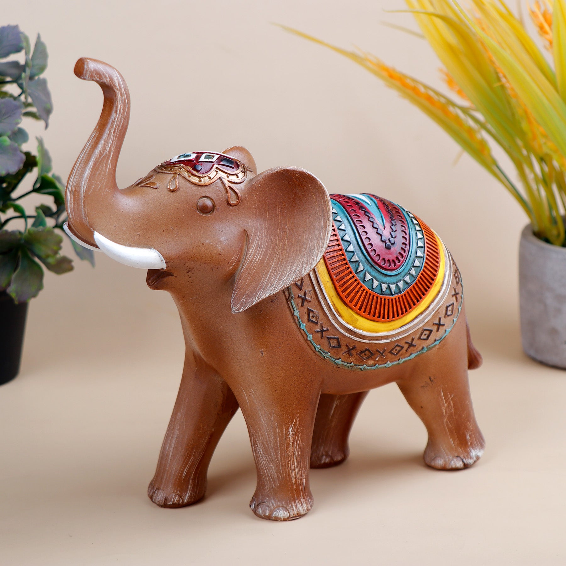 Handcrafted Meticulously Carved Elephant Showpiece