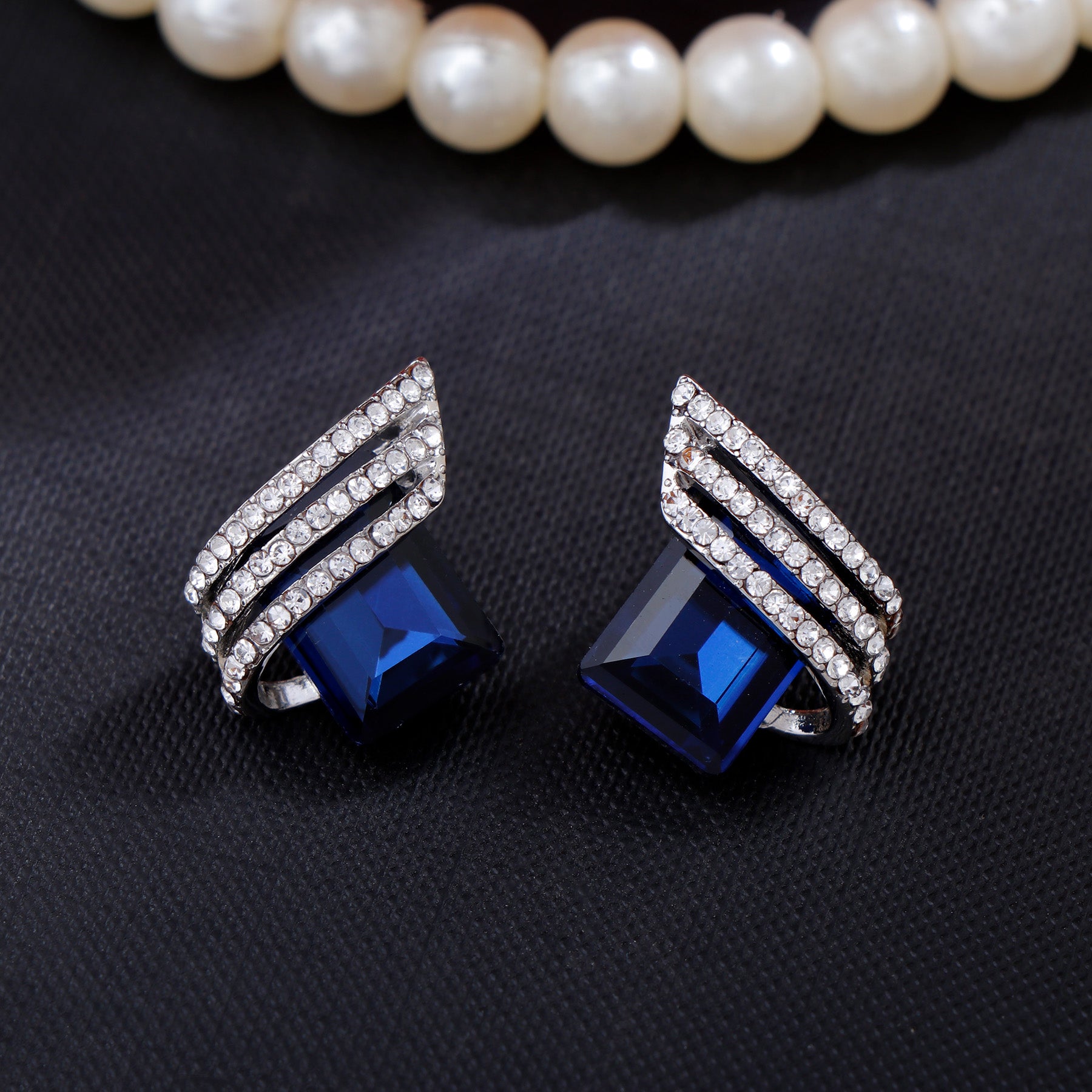 Archies Royal Blue Crystal Earrings Gift - Main Image