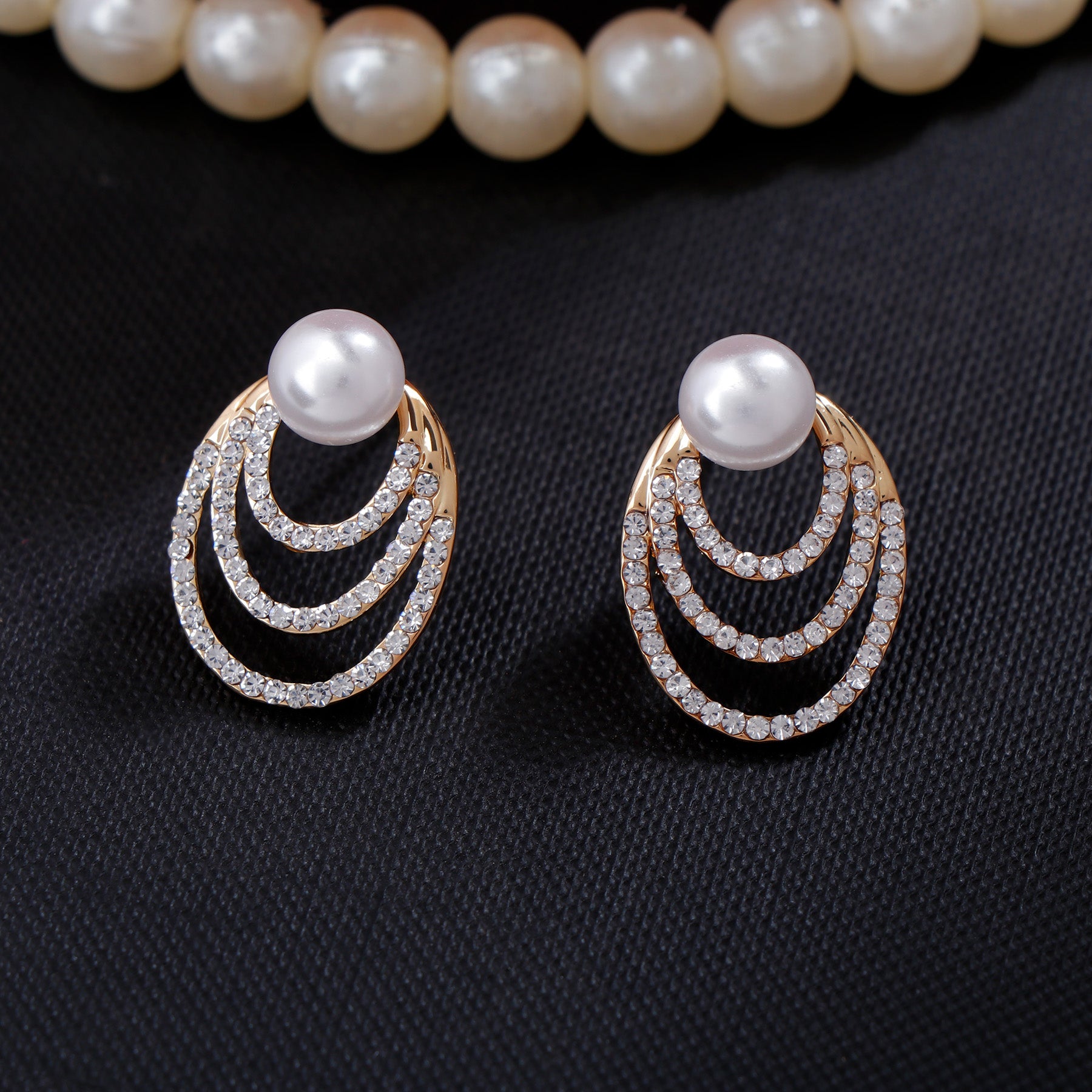 White Pearl and Stone Earing