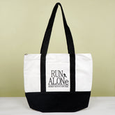 Run Alone Black Quoted Tote Bag