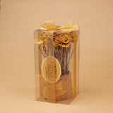 Sparkling Yellow Rose Wooden Vase