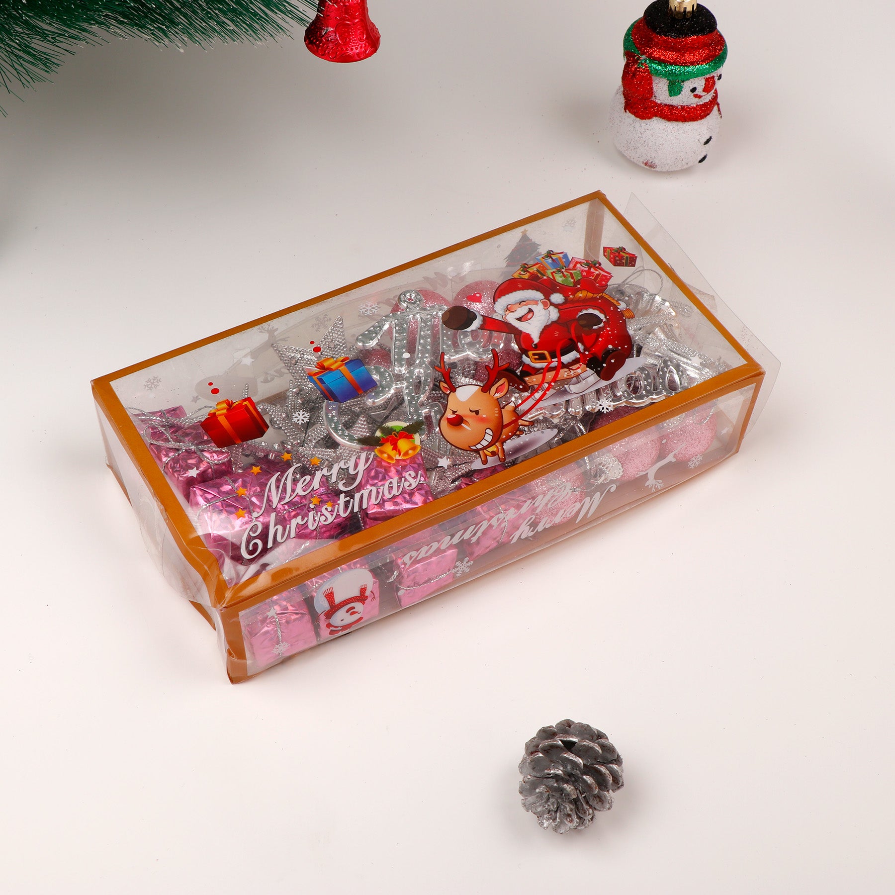 Christmas Pink and Silver Hanging Ornaments