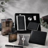 Rakhi with Black Diamond Perfume, Hip Flask Set, Wallet and Pen