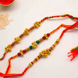 Set Of 3 Golden Beads Rakhi