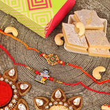 Designer Colorful and Krishna Rakhi and Kaju Katli Set of 2